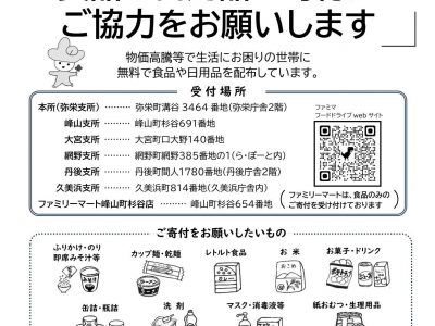 【お知らせ】フードパントリー事業に係る食品や日用品のご寄付のお願いについて